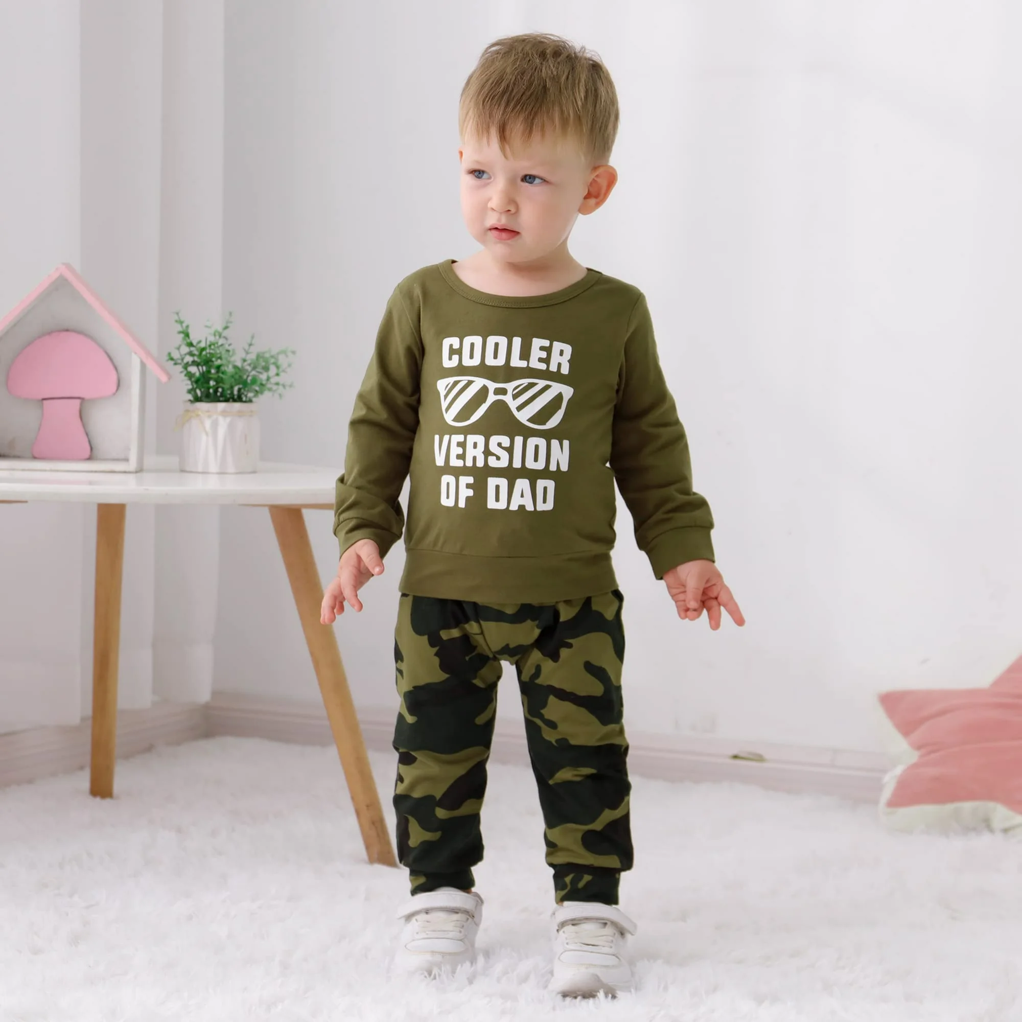 CARETOO Boy Clothes 2Pcs Infant Toddler Outfit Letter Casual Hoodie Cotton Fabric Pants Set 6M-5T